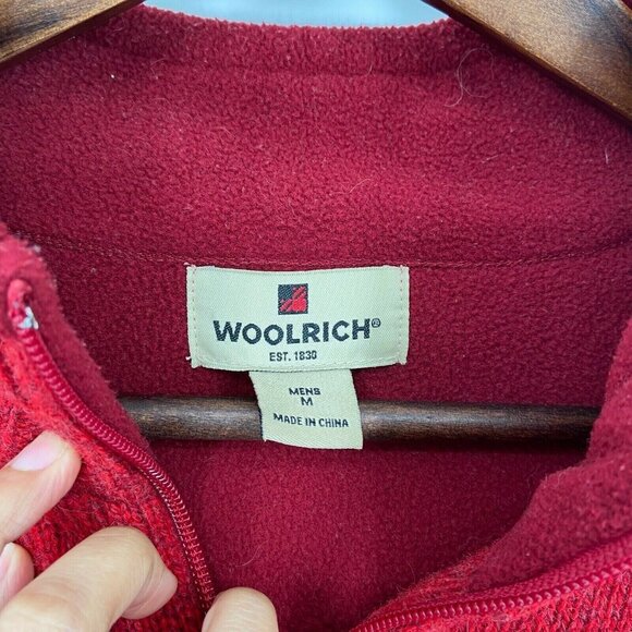 Woolrich Pullover Sweater Men's Medium Red Wool 1/4 Zip Mock Neck Long Sleeve‎ - Picture 6 of 8